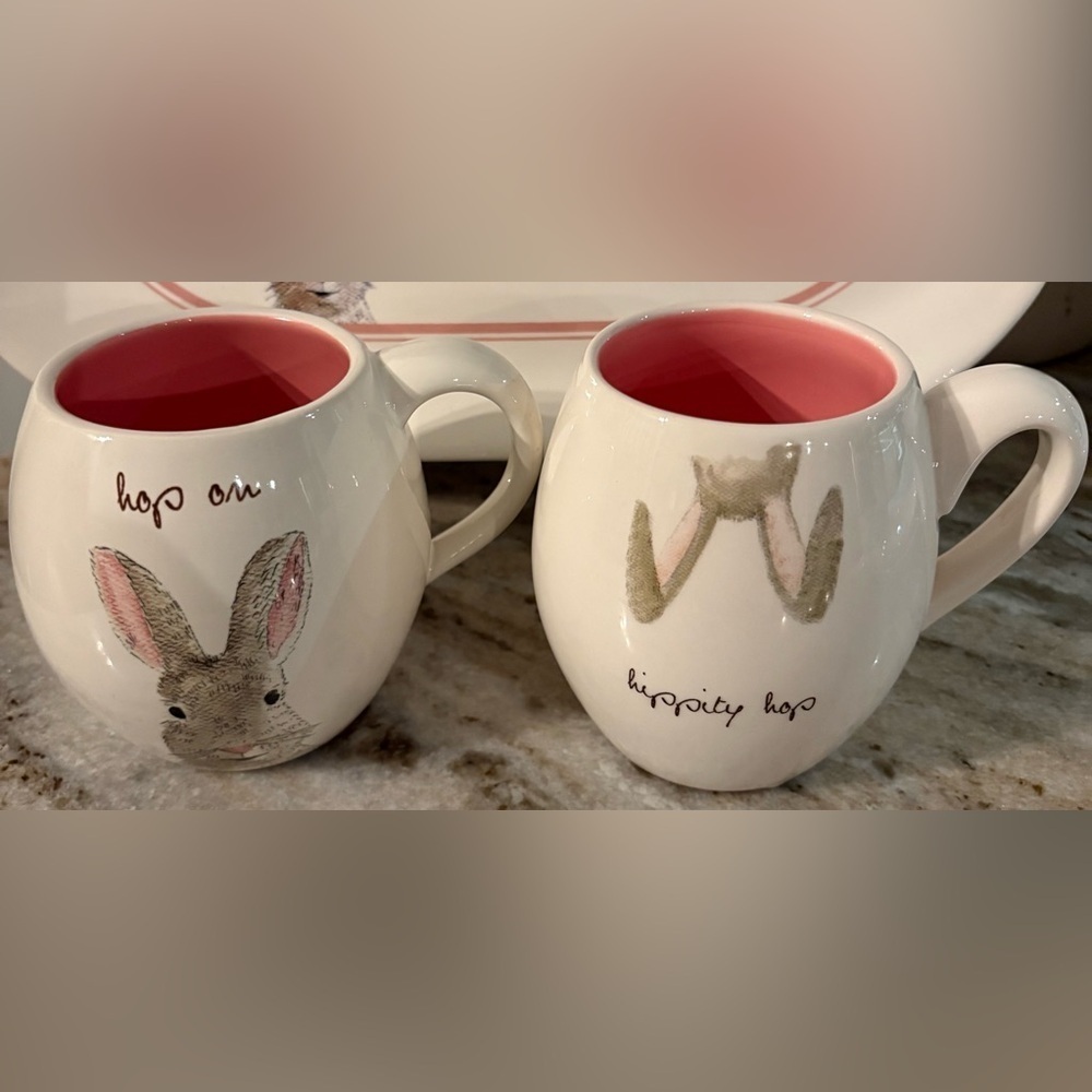 Rae Dunn OG HOP ON & HIPPITY HOP Mugs